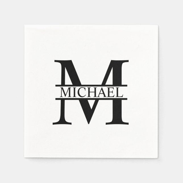 Servilleta De Papel Monograma y nombre personalizados (Anverso)