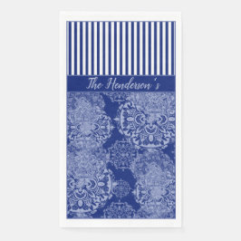 Servilleta De Papel Monogramado Boho Moody Blues Mandalas y Stripes