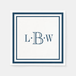 Servilleta De Papel Monogramado de borde azul clásico