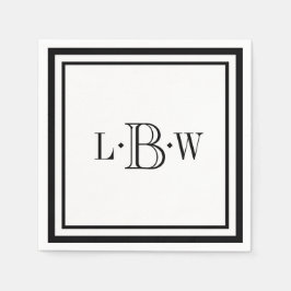 Servilleta De Papel Monogramado de borde negro clásico