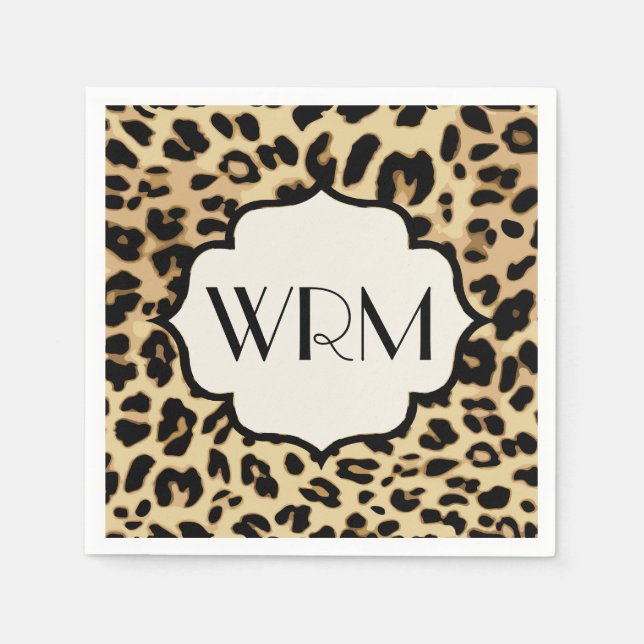 Servilleta De Papel Monogramado de impresión Sassy Leopard (Anverso)