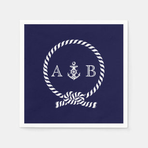 Servilleta De Papel Monogramado de pista náutica azul de la marina y d