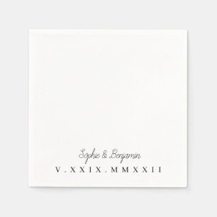 Servilleta De Papel Monogramado   Fecha de Boda numérica romana