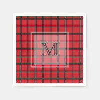 Monogramado Red y Negro Tartán Placa