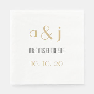 Servilleta De Papel Monogramas Art Deco   Napkins de papel boda