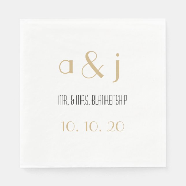 Servilleta De Papel Monogramas Art Deco | Napkins de papel boda (Anverso)