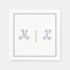 Servilleta De Papel Monogramas Dusty Blue Guay Script Boda moderno