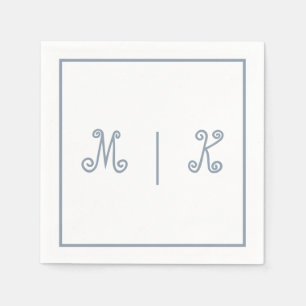 Servilleta De Papel Monogramas Dusty Blue Guay Script Boda moderno
