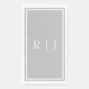 Servilleta De Papel Monogramas Gris Blanco Gris Clásico Boda de moda