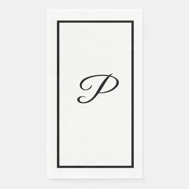 Servilleta De Papel Monogramas Letra Black White Bridal Shower Boda (Anverso)