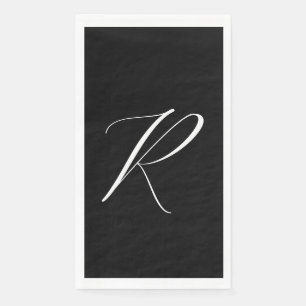 Servilleta De Papel Monogramas Letra Retro Blanco Negro Boda Inicial