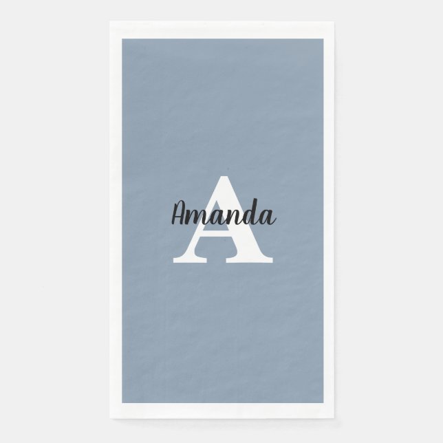 Servilleta De Papel Monogramas Nombre Azul Polvo Despedida de Soltera  (Anverso)