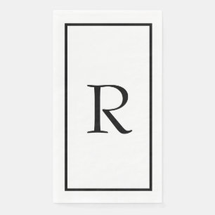 Servilleta De Papel Monogramas Nombre Blanco Negro Boda Ducha Nupcial