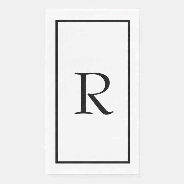 Servilleta De Papel Monogramas Nombre Blanco Negro Boda Ducha Nupcial (Anverso)