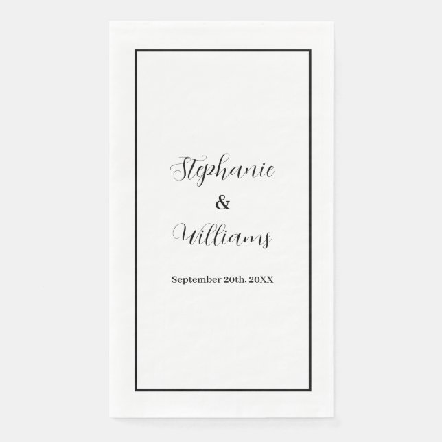Servilleta De Papel Monogramas Nombre Personalizado Boda Simple Mínimo (Anverso)