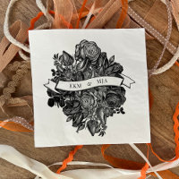 Monogramas Rosas blancos negros Boda de Bouquet
