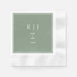 Servilleta De Papel Monogramas Verde Salvia Elegantes Tendenos Moderno