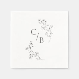 Servilleta De Papel Monogramed Boho Cherry Blossom Floral Boda