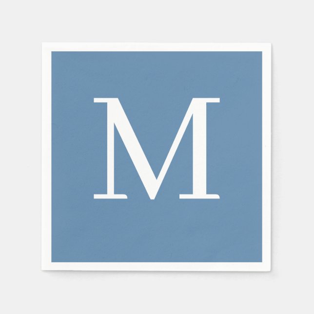 Servilleta De Papel Monogramo Boda Napkin Dusty Blue Design (Anverso)