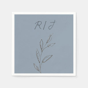 Servilleta De Papel Monogramos hojas blancas negras Boda azul turbulen