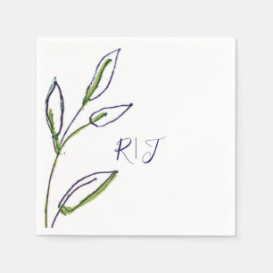 Servilleta De Papel Monogramos Sage Green deja a la Marina Boda de Art