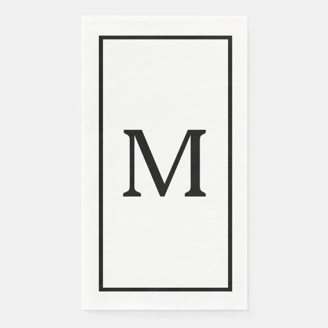 Servilleta De Papel Monograms Name Wedding Bridal Shower Black White  (Anverso)