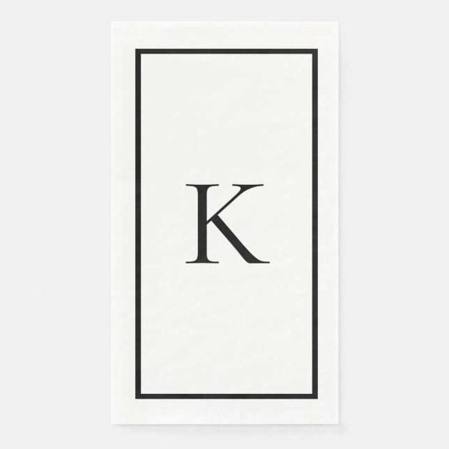 Servilleta De Papel Monograms Wedding Bridal Shower Name Black White  (Anverso)