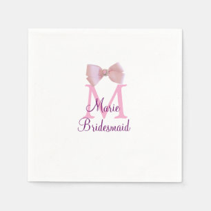 Servilleta De Papel monólogo de color rosa monograma dama de honor mod
