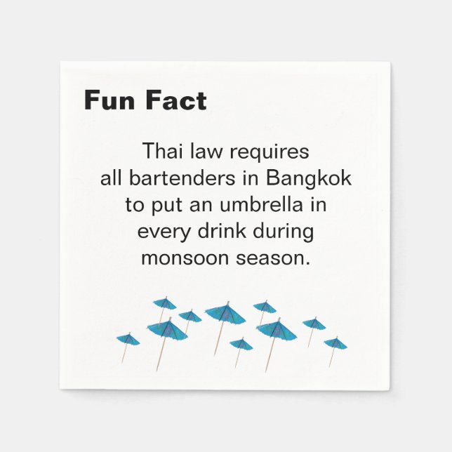 Servilleta De Papel Monsoon Umbrella Fun Fact cocktail napkin (Anverso)