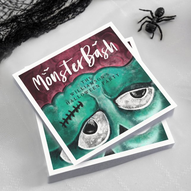 Servilleta De Papel Monster Bash Fun Fun Spookie Zombie Halloween Part (Monster Bash Fun Spooky Zombie Halloween Party Napkin)