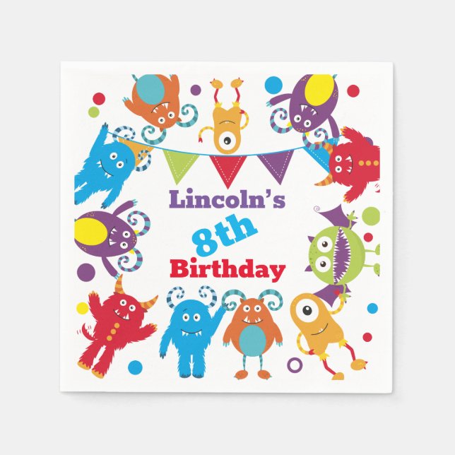 Servilleta De Papel Monster Bash Napkins Fiesta personalizado (Anverso)
