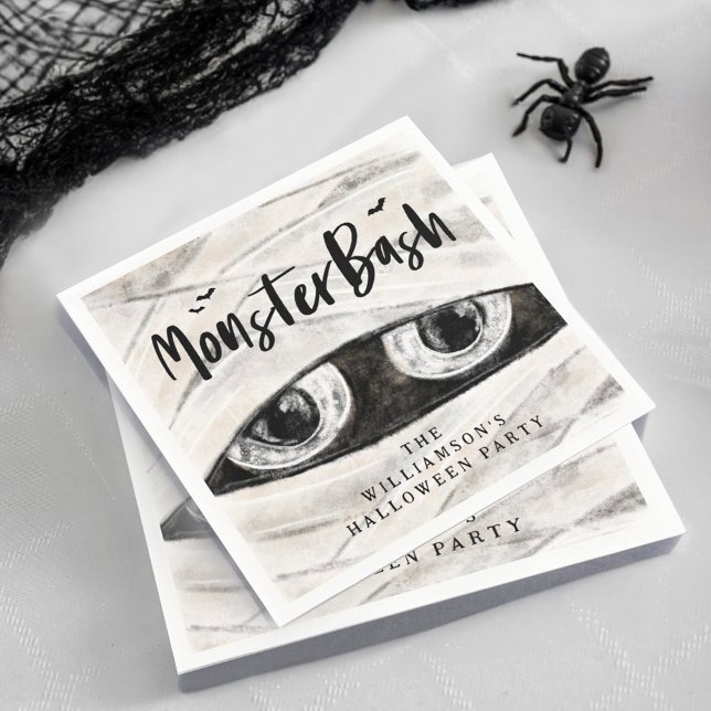 Servilleta De Papel Monster Bash Spooky Mummy Halloween Party (Monster Bash Spooky Wrapped Mummy Halloween Party Napkin)