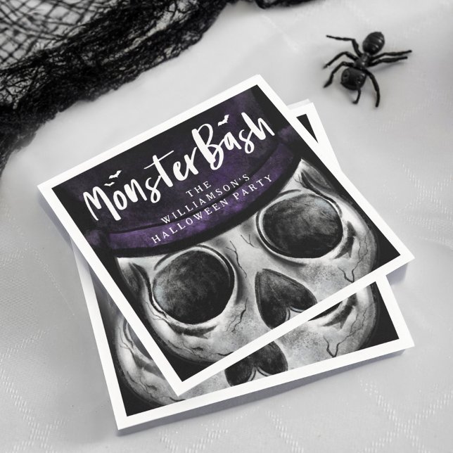 Servilleta De Papel Monster Bash Spooky Skeleton Halloween Party (Monster Bash Spooky Skeleton Halloween Party Napkin)