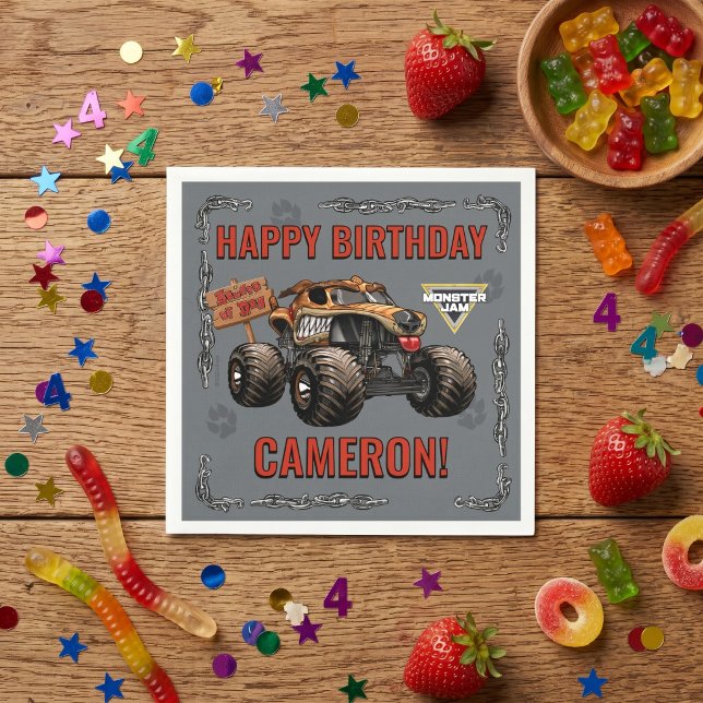 Servilleta De Papel Monster Jam - Cumpleaños de Monster Mutt (Simulated napkin on table)
