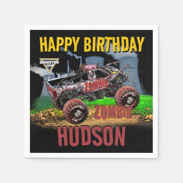 Servilleta De Papel Monster Jam - Cumpleaños Zombie (Anverso)