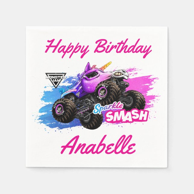 Servilleta De Papel Monster Jam - Sparkle Smash Cumpleaños (Anverso)