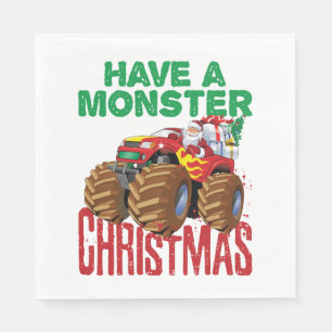 Servilleta De Papel Monster Navidades de camiones Santa Claus Niños ni
