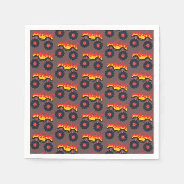 Servilleta De Papel Monster Truck Boy Birthday Party (Anverso)