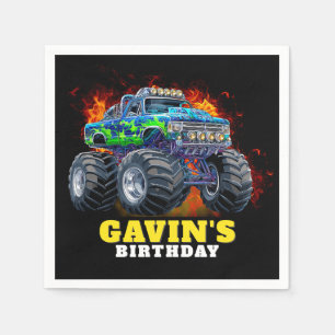Servilleta De Papel Monster Truck fiesta de cumpleaños personalizada