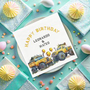 Servilleta De Papel Monster Truck Jungle Boys Happy Birthday