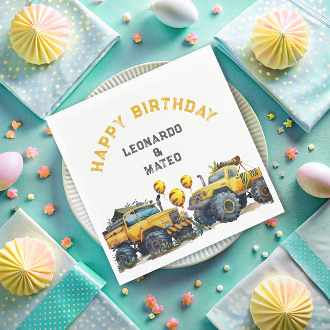 Servilleta De Papel Monster Truck Jungle Boys Happy Birthday (Subido por el creador)