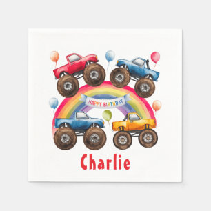 Servilleta De Papel Monster Truck Rainbow Boy Birday Bash