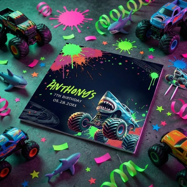 Servilleta De Papel Monster Truck Shark Birthday Napkins (Subido por el creador)