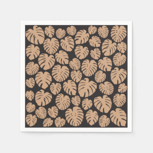 Servilleta De Papel Monstera en Tan y Negro