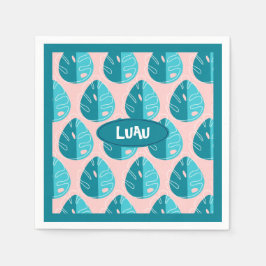 Servilleta De Papel Monstera Leaves - Blue and Pink