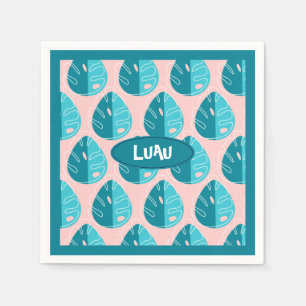Servilleta De Papel Monstera Leaves - Blue and Pink