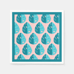 Servilleta De Papel Monstera Leaves - Blue and Pink