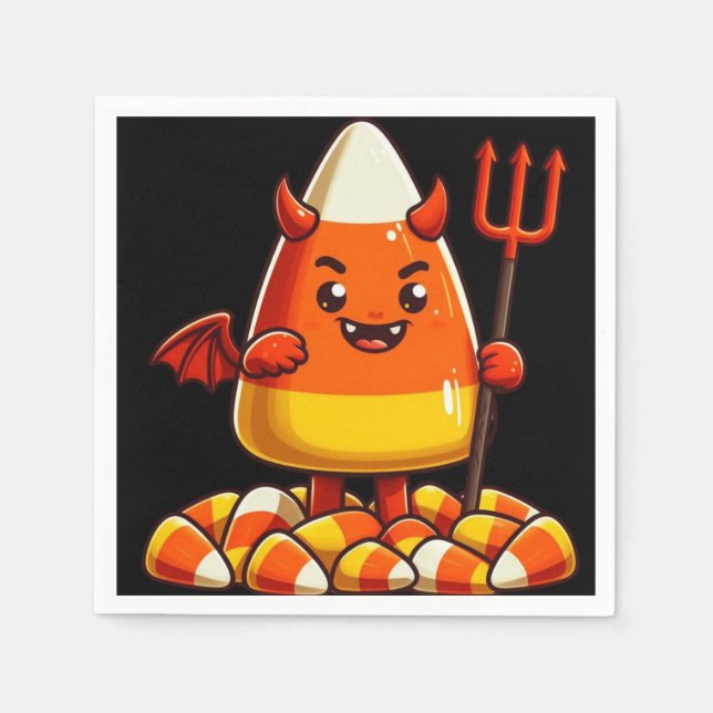 Servilleta De Papel Monstruo de maíz dulce de Halloween (Anverso)