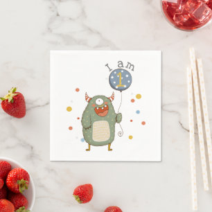 Servilleta De Papel Monstruo de personalizable con globo de cumpleaños