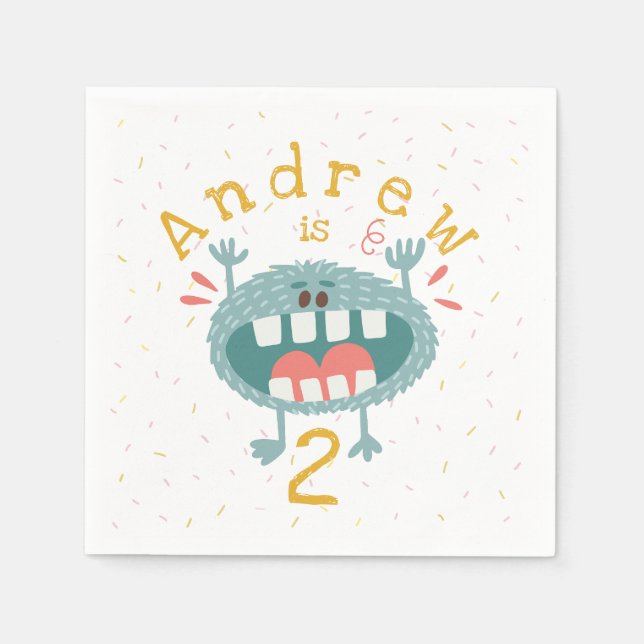 Servilleta De Papel Monstruo Verde azulado personalizable (Anverso)